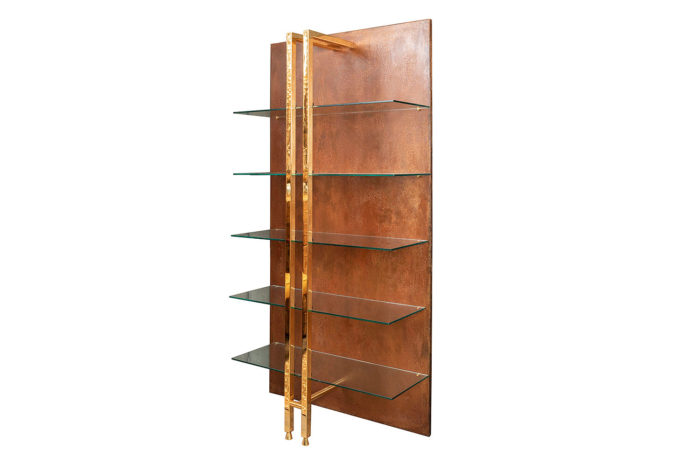 modern style shelf brass copper metal 1970's