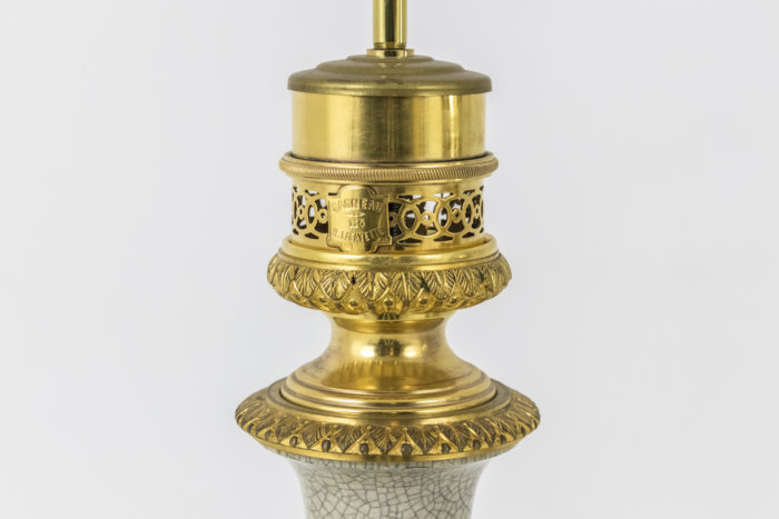 lampes porcelaine céladon monture bronze doré