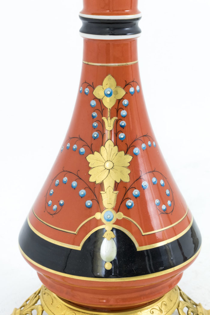 orange paris porcelain lamps blue black gilt decor