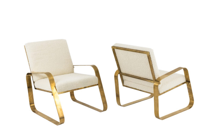 paire fauteuils modernes laiton doré bouclettes pcple