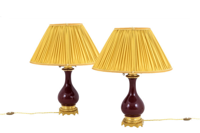 paire lampes porcelaine sang de boeuf pcple