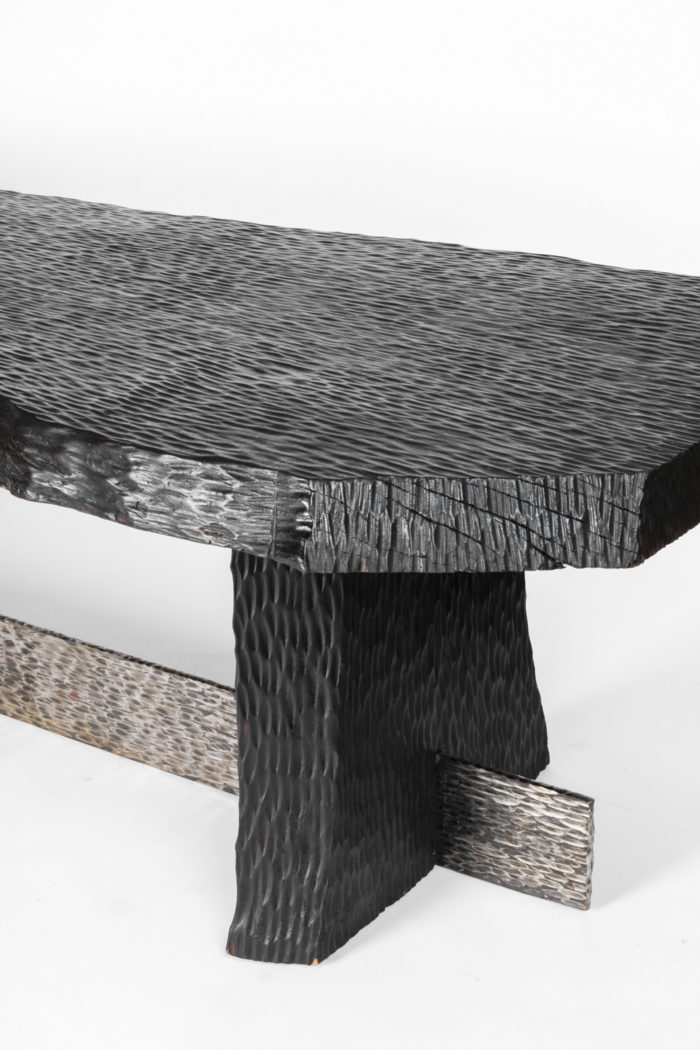 coffee table gouged wood leg