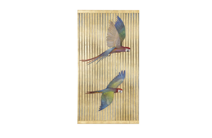 painted canvas parrots stripes