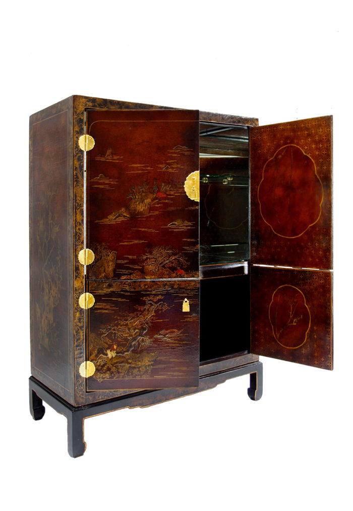 cabinet bar lacquer chinese style opened