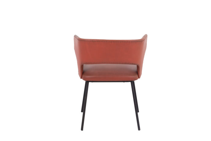 fauteuil skai orange métal laqué noir 1950's back