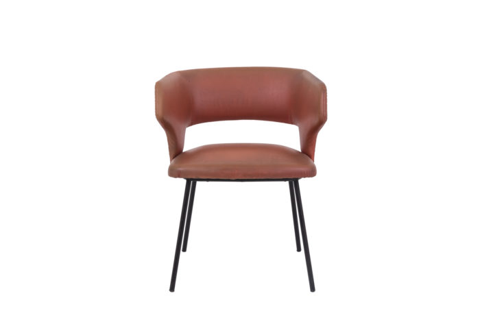 fauteuil skai orange métal laqué noir 1950's face