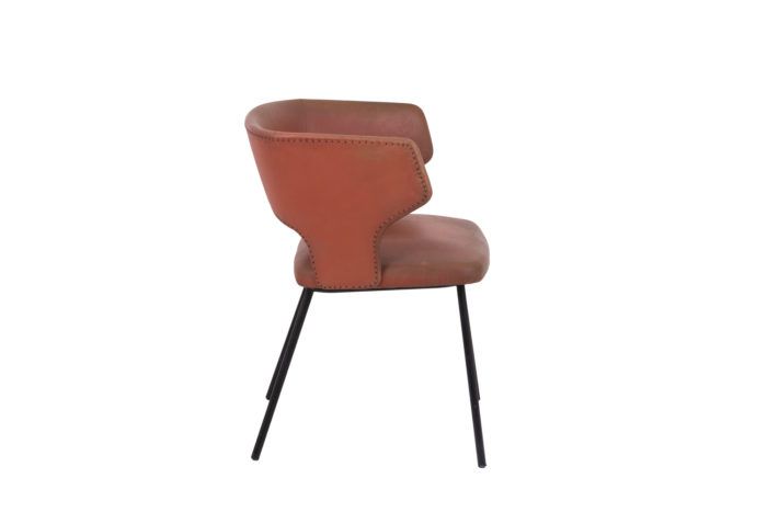 fauteuil skai orange métal laqué noir 1950's side 2