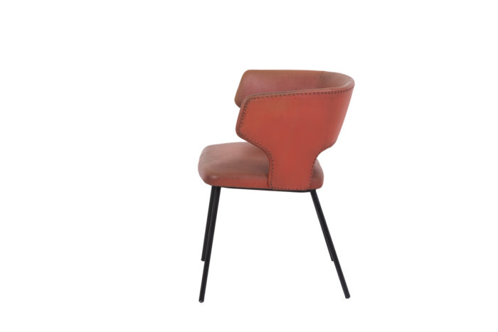 fauteuil skai orange métal laqué noir 1950's side