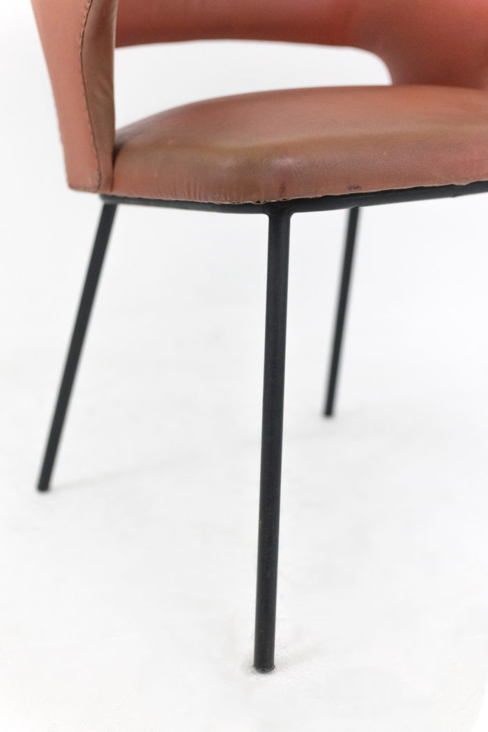 armchair orange skai black lacquered metal