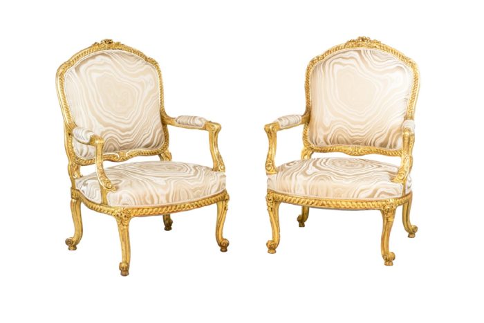 transition style armchairs gilt wood