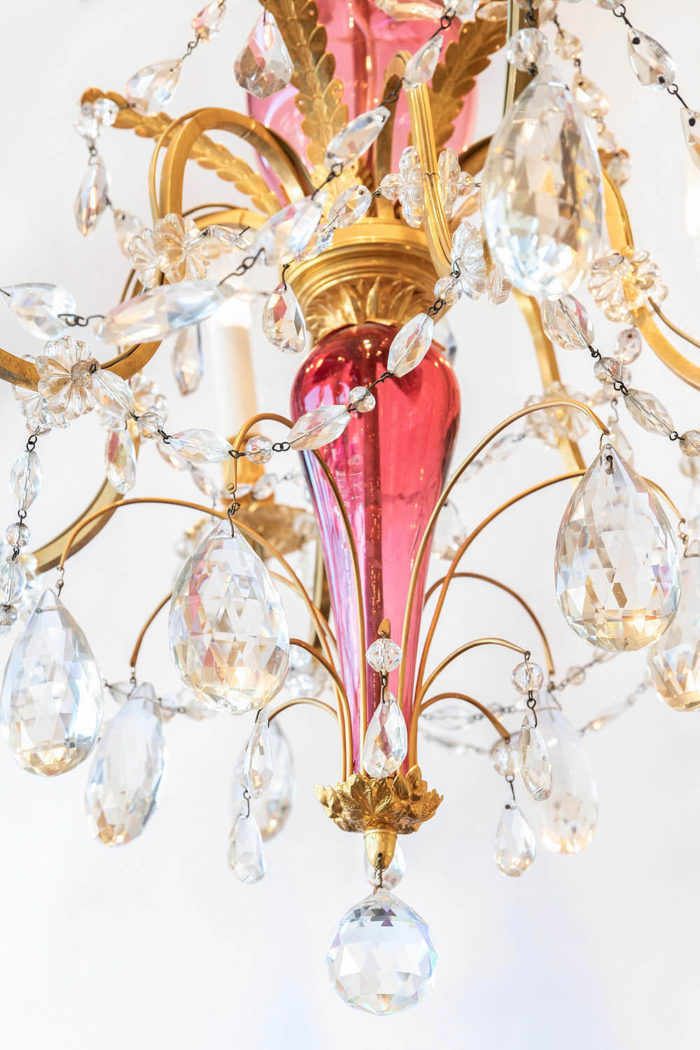 italian chandelier pink glass shaft