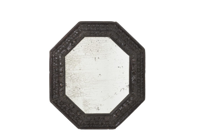 octagonal mirror blackened wood oxidized mirror