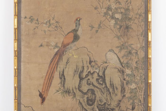 panneau chinoisant oiseaux fleurs