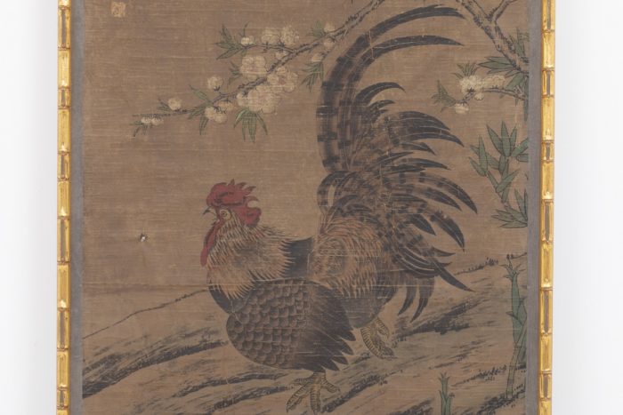 chinese panels rice paper cockerel
