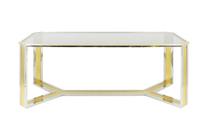 table gilt silvered brass smoked glass romeo rega style
