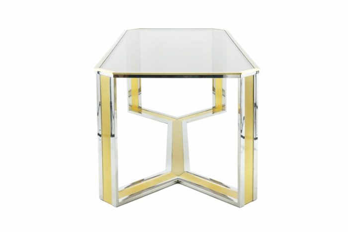 table gilt silvered brass smoked glass romeo rega style side