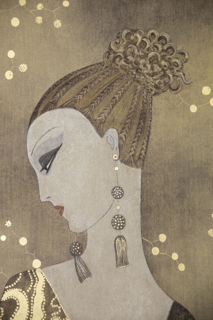 painted canvas art deco woman profile