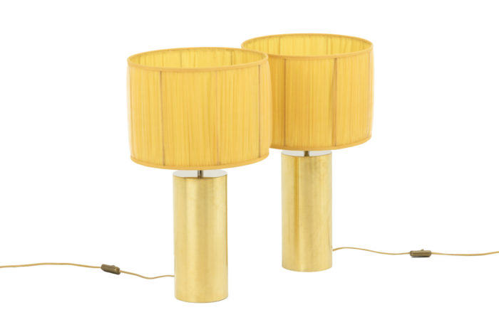 lamps brushed gilt and chromed metal 1970s