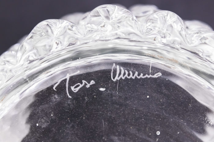 toso murano vase transparent glass signature