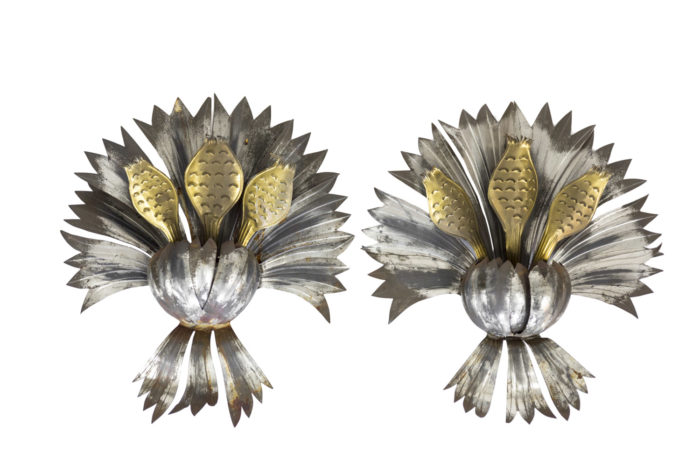 wall sconces iron silvered and gilt flowers
