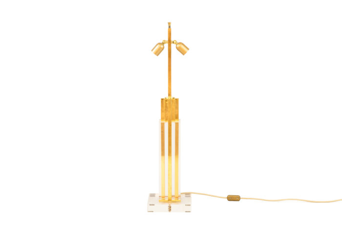 lampe lucite bronze doré