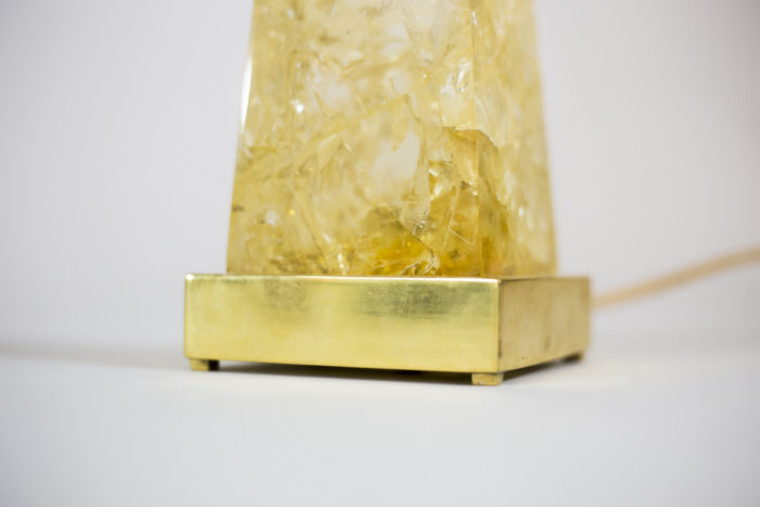 obelisk lamp fractal resin  gilt brass base