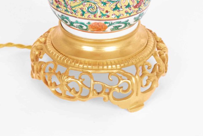 lampe porcelaine base bronze doré