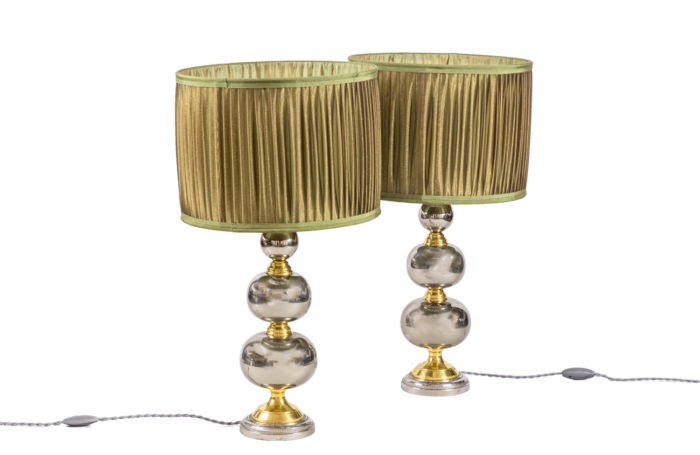 rosary lamps chromed gilt metal 1970's