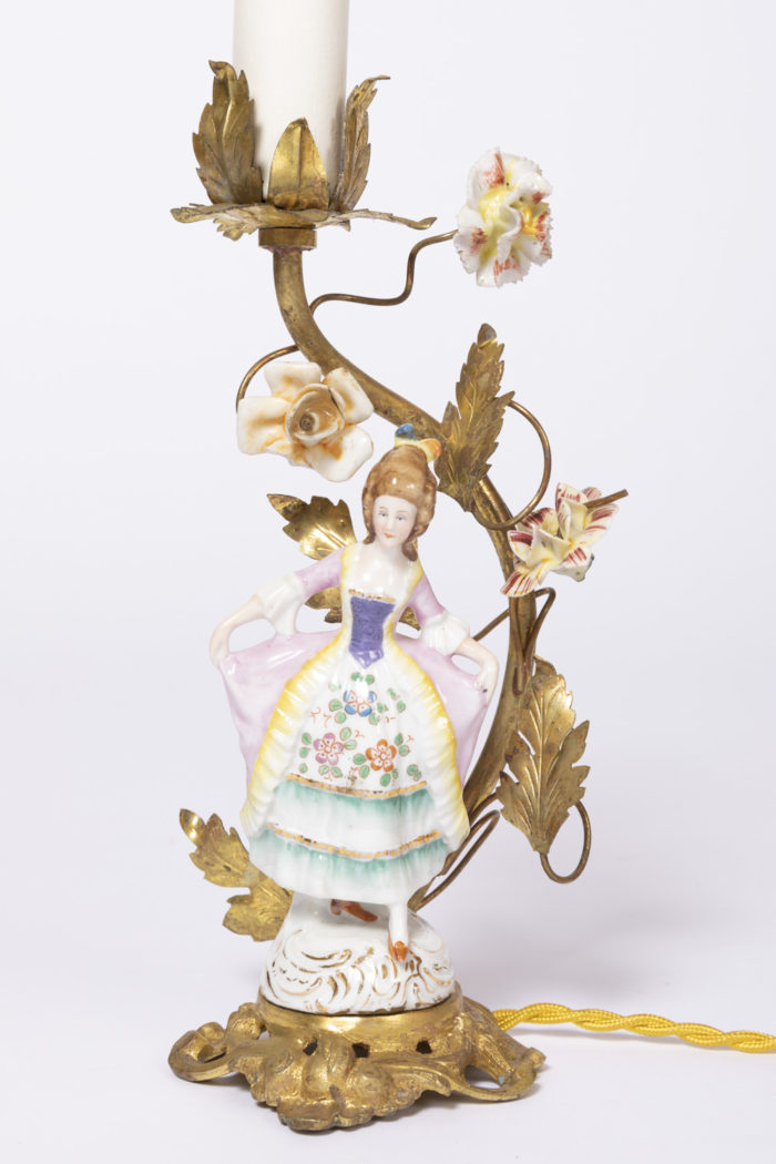 lampes personnages porcelaine femme xviiie