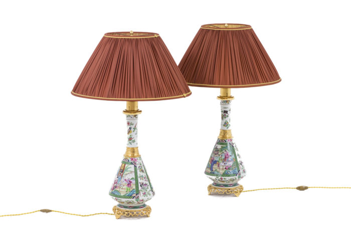 lampes porcelaine canton bronze doré