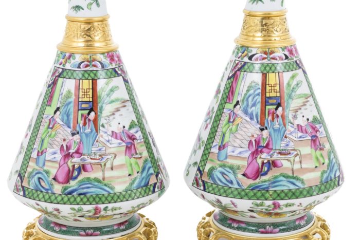 lamps canton porcelain decor palace scenes