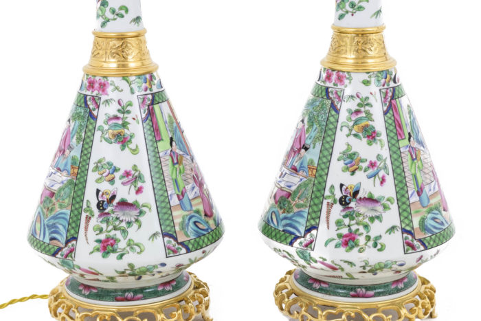 lamps canton porcelain flowers butterflies