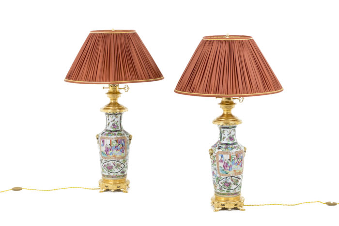 lampes porcelaine samson canton bronze doré