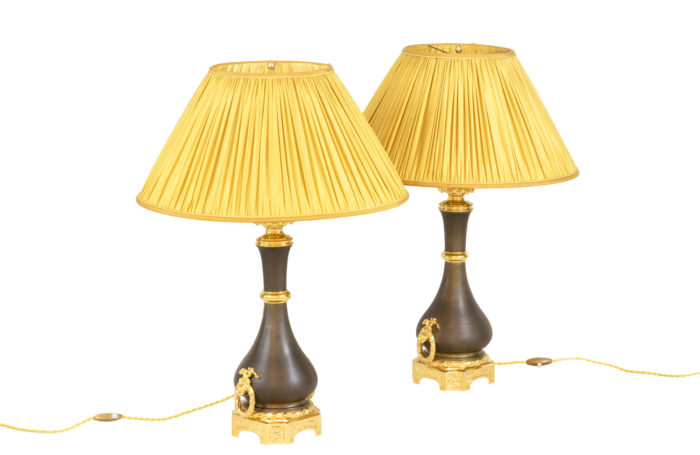 maison gagneau louis xvi style lamps guilloche brown brass gilt bronze