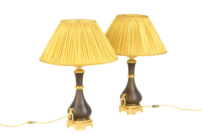 maison gagneau louis xvi style lamps guilloche brown brass gilt bronze
