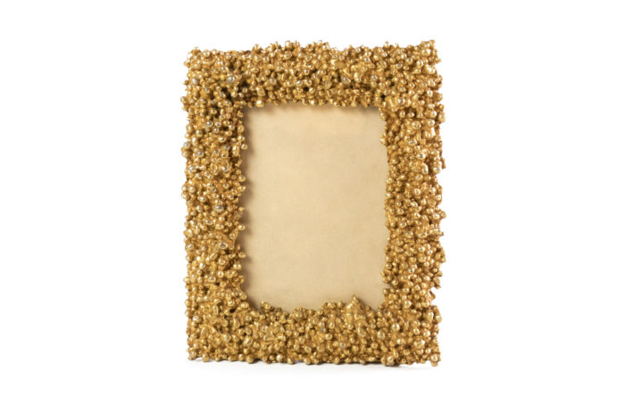 cadre bronze doré perles