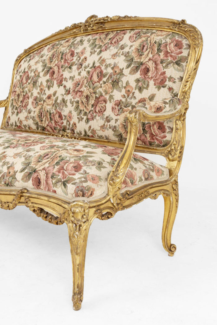 louis xv style sofa gilt wood tapestry leg