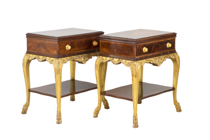 louis xv style bedside tables mahogany gilt wood lacquer