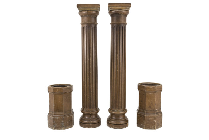 fluted columns wood brown lacquered