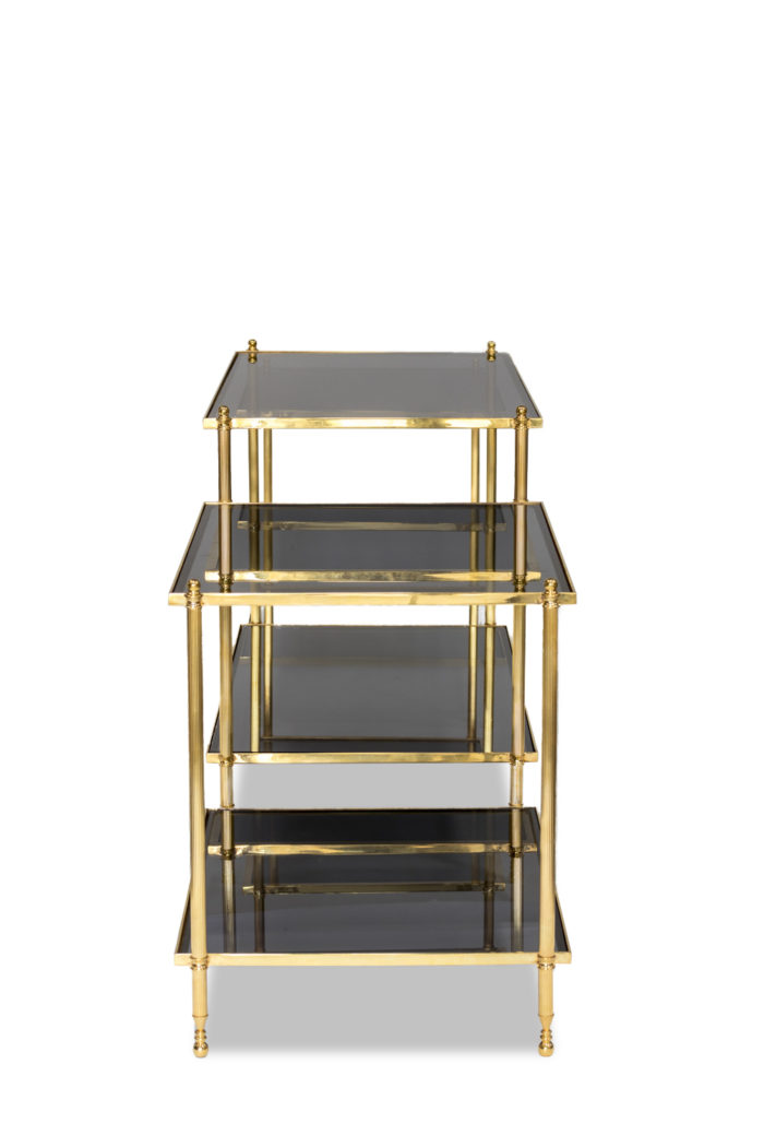 low console gilt brass smoked glass projections