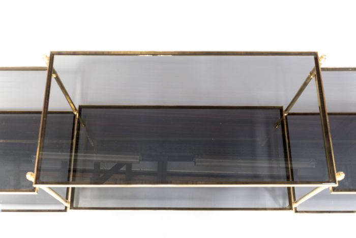 low console smoked glass tray