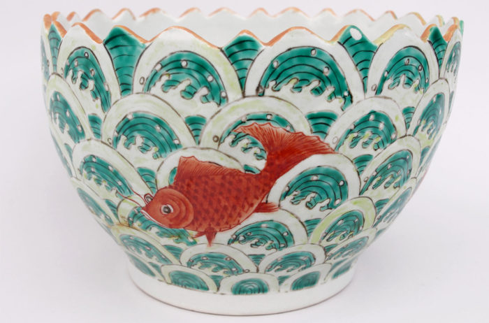 cup chinese porcelain fishes decor