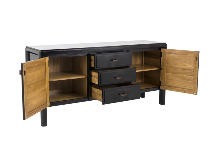 sideboard black lacquered elm opened