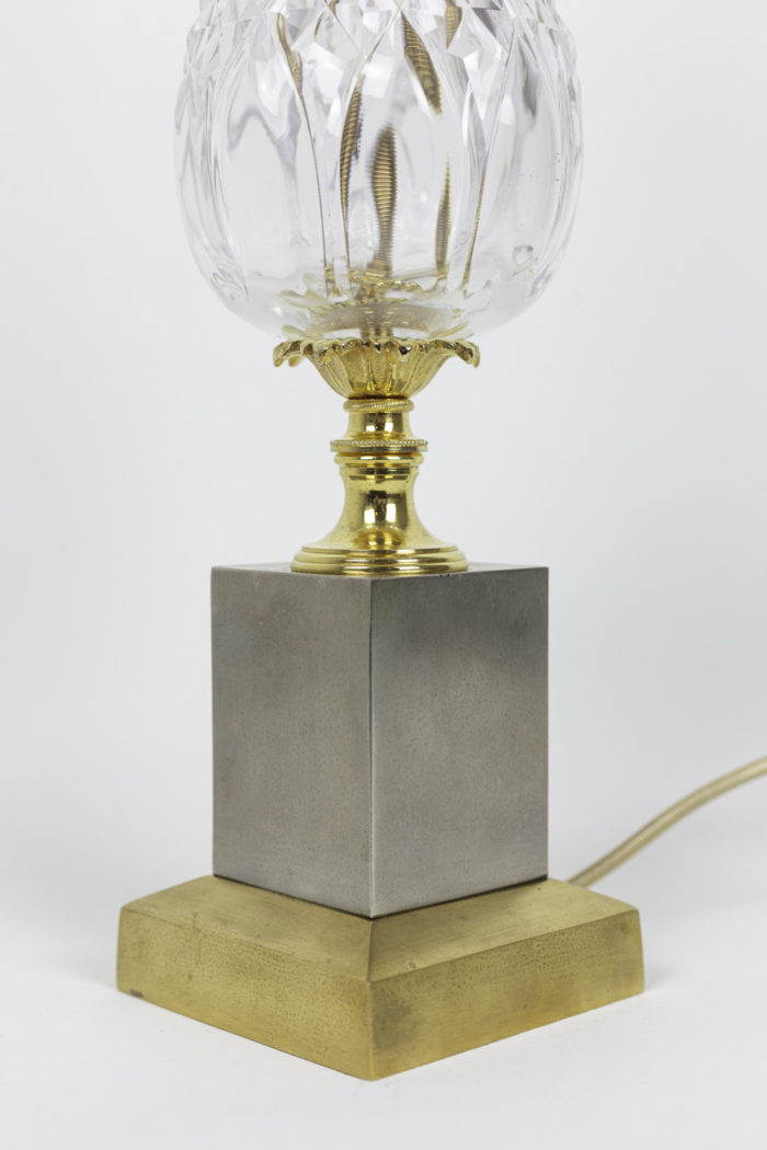 lampe ananas cristal métal doré argenté base