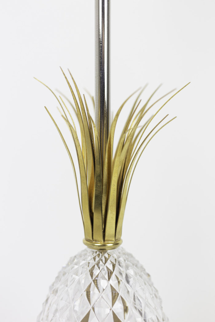 lampe ananas cristal métal doré feuilles