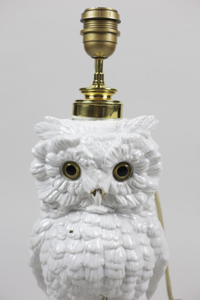white owl lamp earthenware