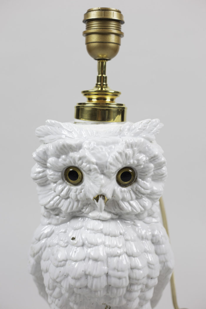 lampe hibou blanc céramique