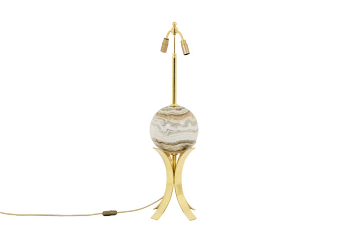 lampe sphère marbre laiton doré 2