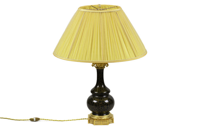 lampe style louis xvi porcelaine gris anthracite décor or