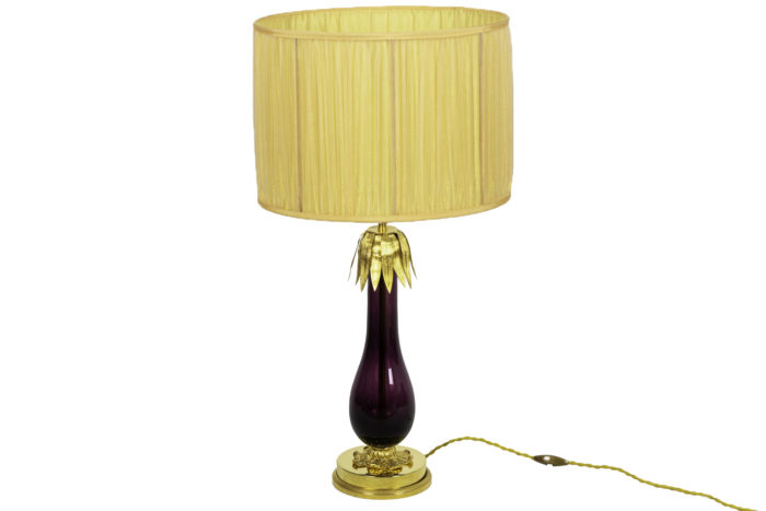 lampe verre aubergine laiton doré 2 (2)